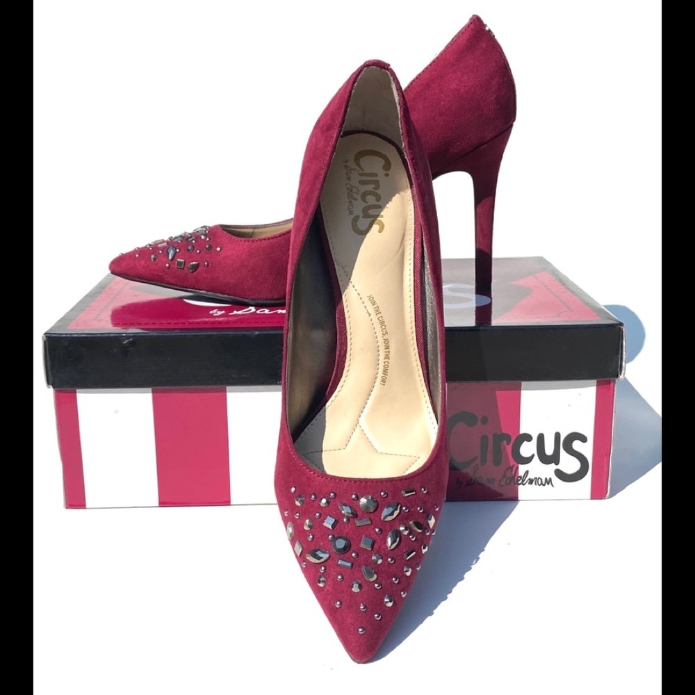 Sam Edelman Last Pair FauxSuede Crystal Glitter Berry/Pink Heeled Cocktail Pumps